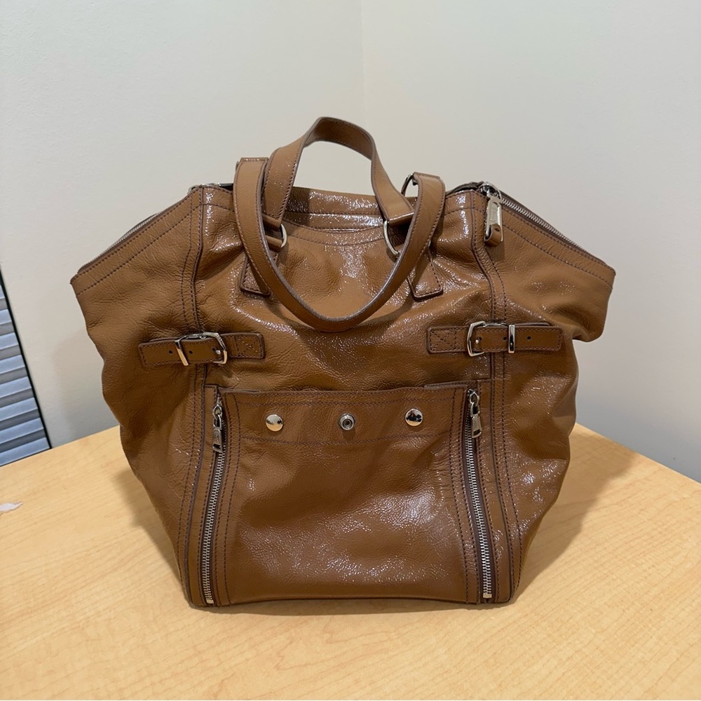 Yves Saint Laurent Patent Leather Large Downtown Tote Bag